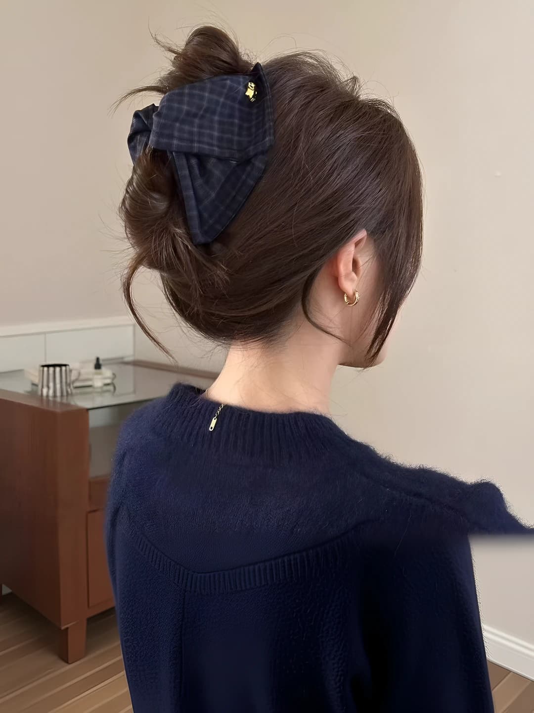 Navy, plaid, 13 cm