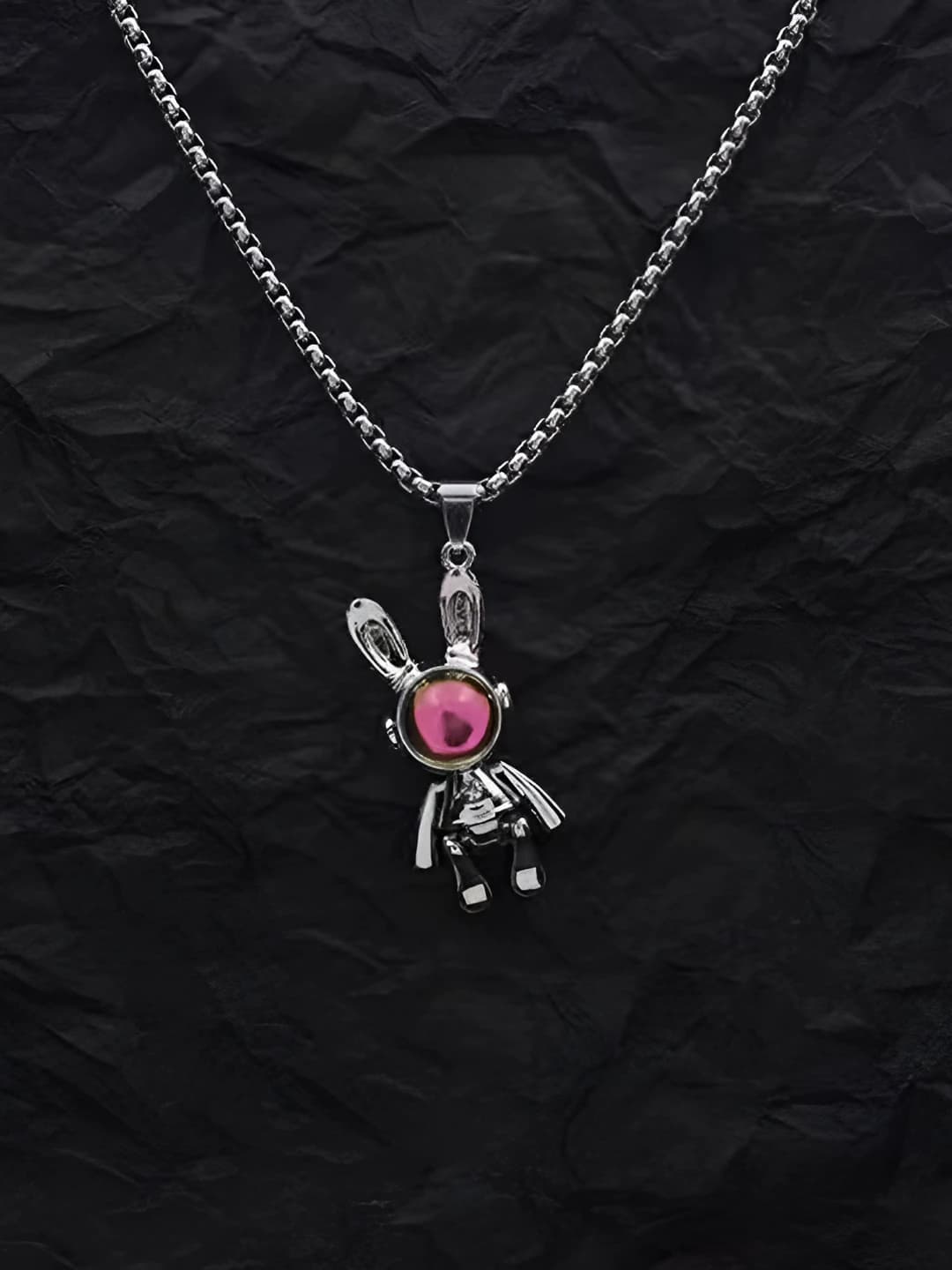 Multicolour space rabbit - titanium chain 70 cm