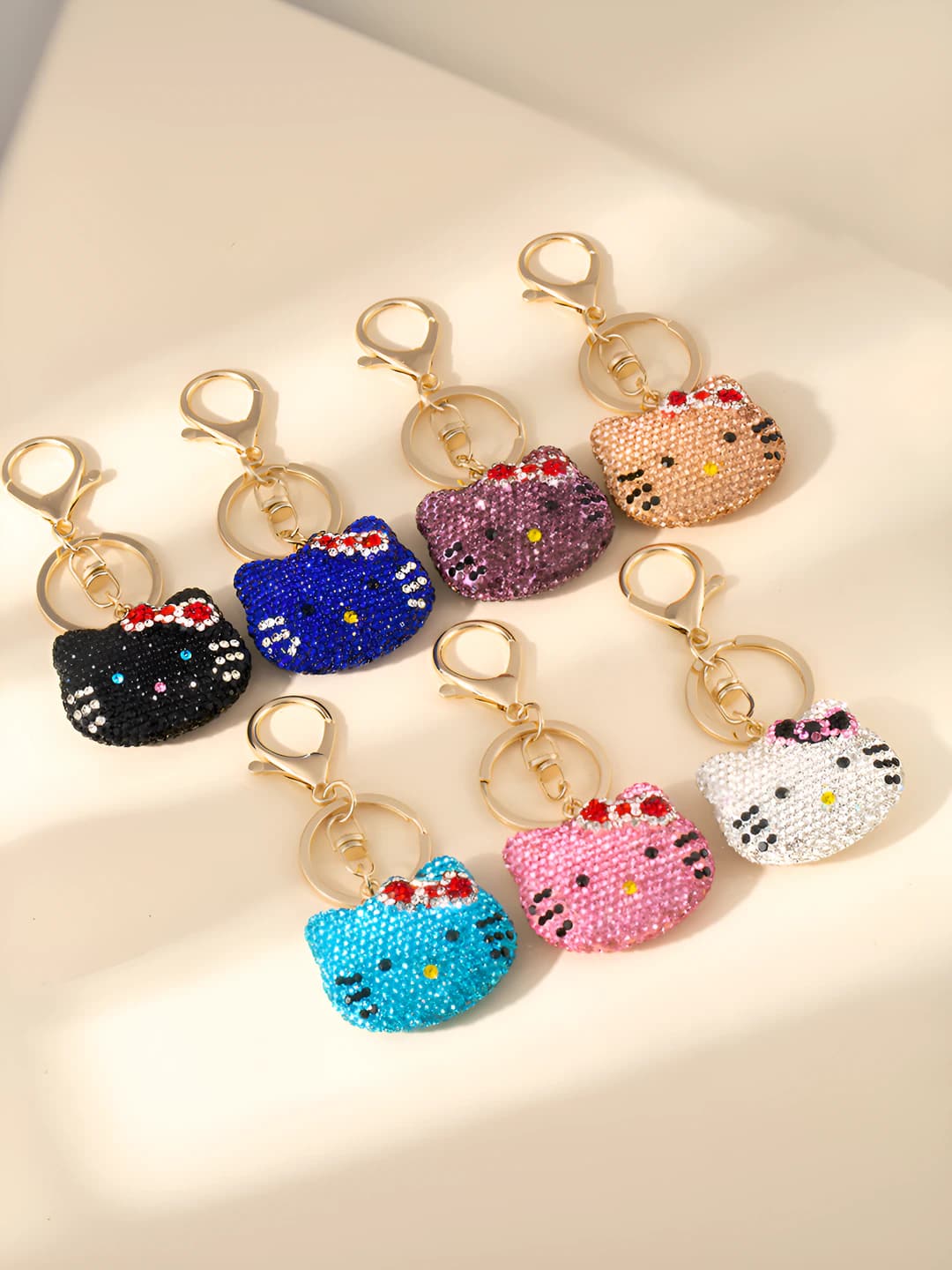 Women's cute cat keychain with rhinestones