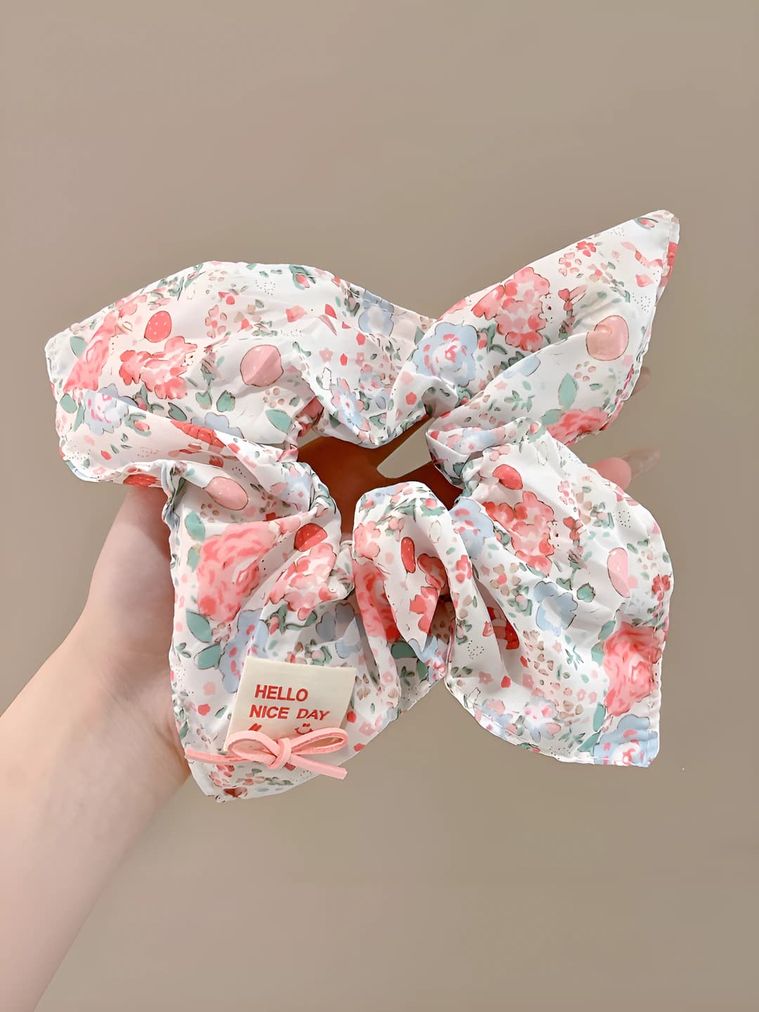 3# Pink floral square scarf ring ~21*22 cm