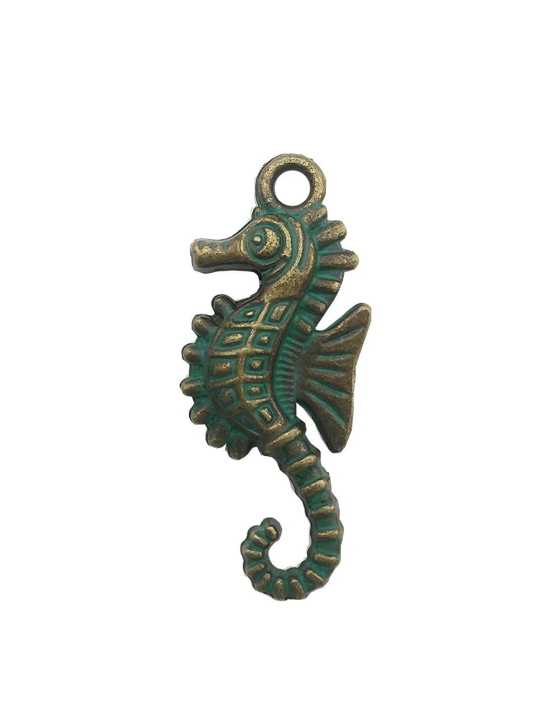1 pc antique bronze-green seahorse 12x18mm