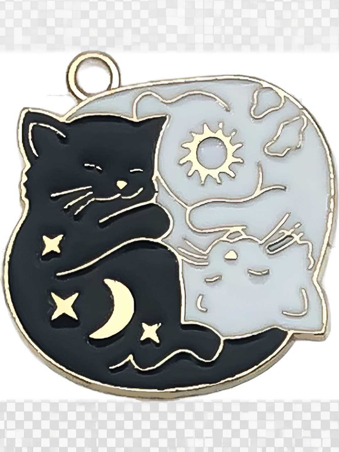 Чёрно-белый обнимающийся кот 23x23mm-2.3g-19381