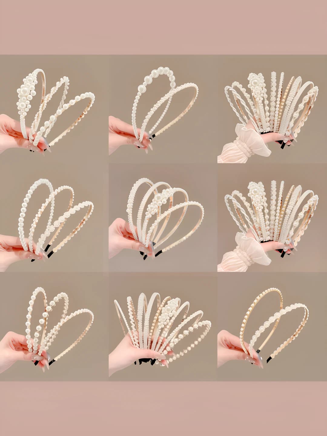 Women's pearl headband with teeth, modern minimalist style