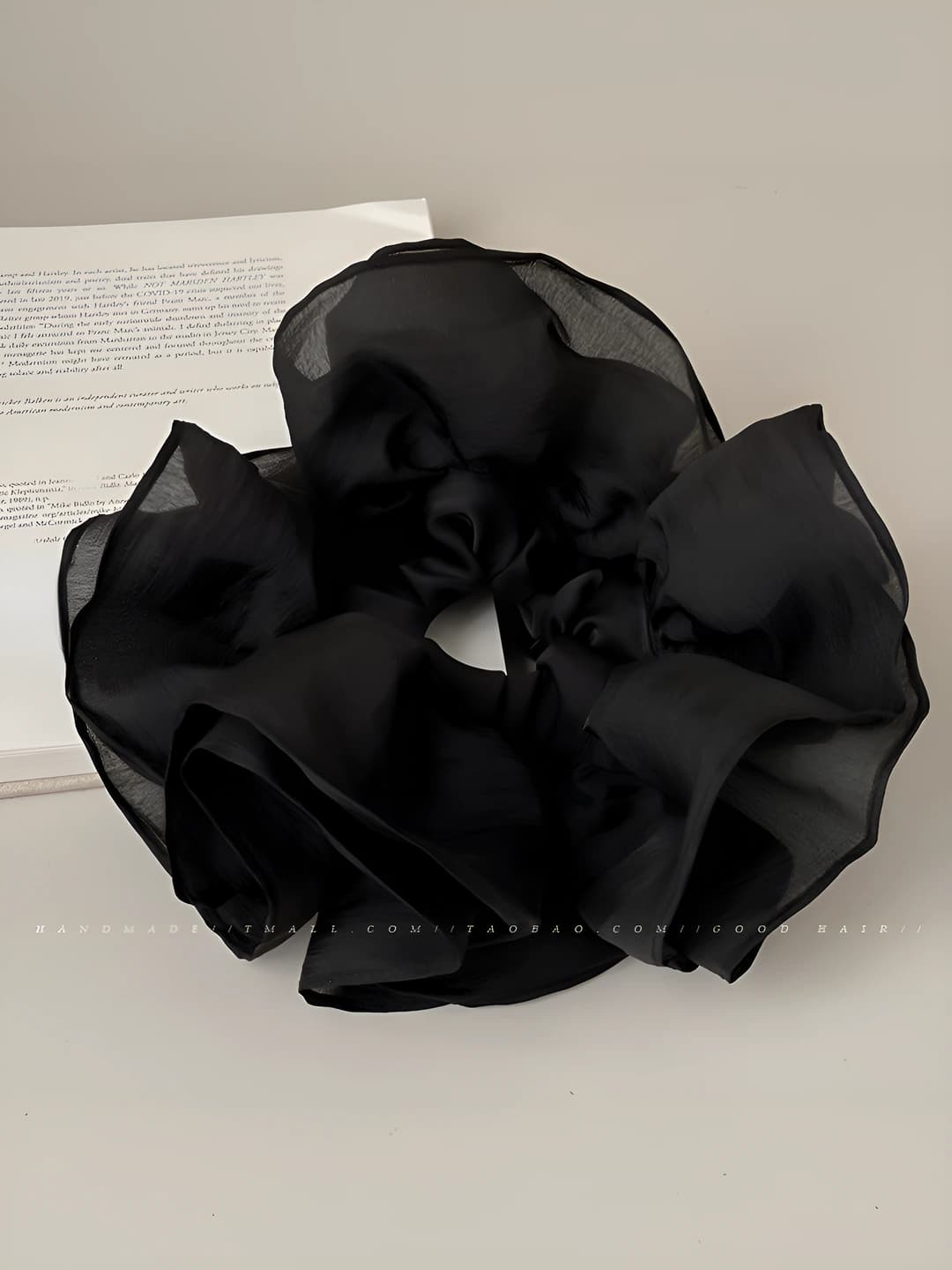 Black mesh scrunchie