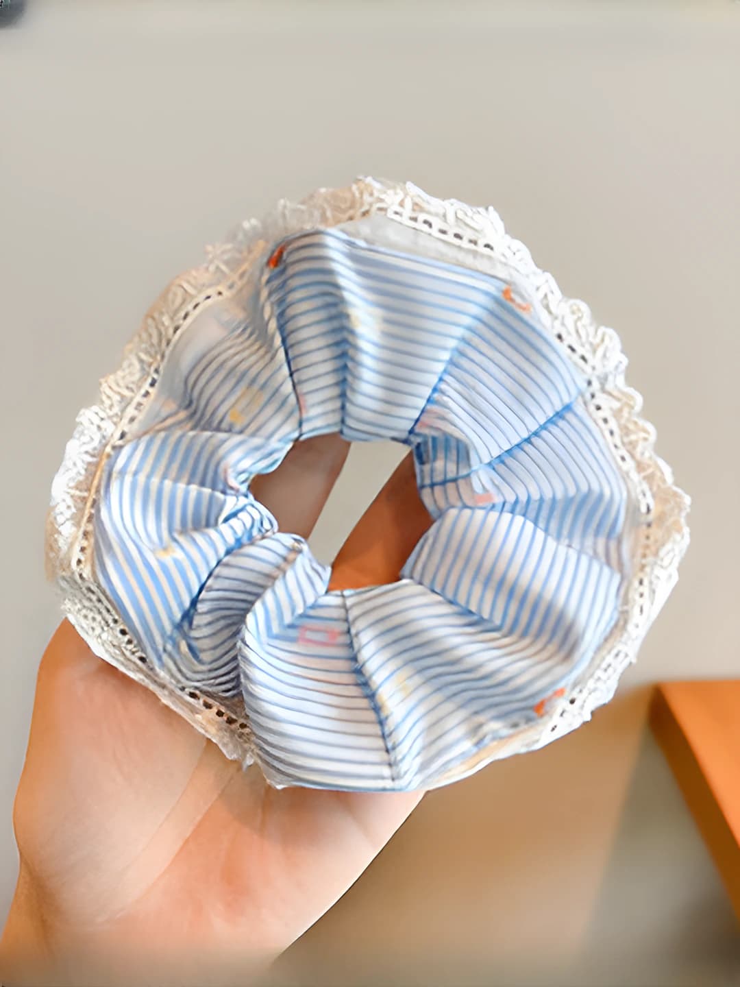 Polka stripe, blue 12.5 cm