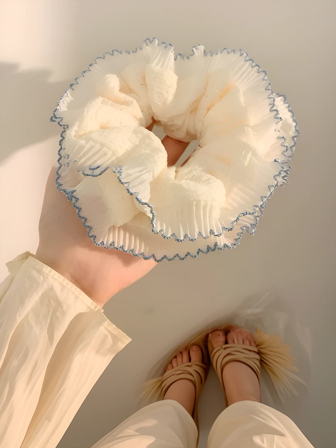 2# Двухслойный синий цветочный кружевной край - 16 см