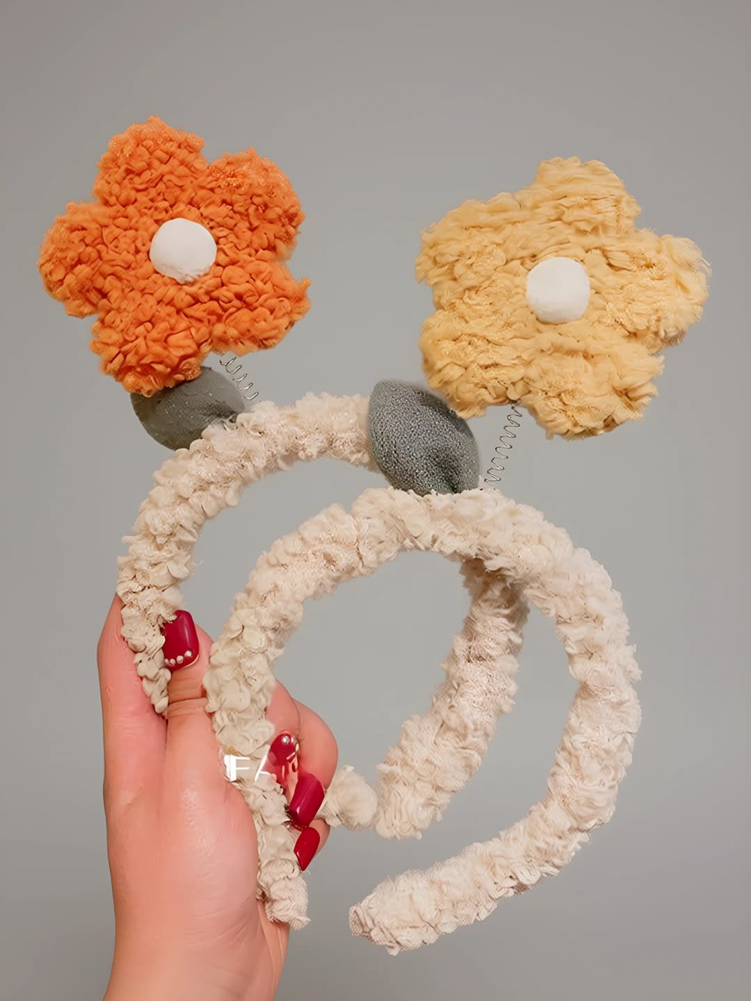 Women's flower fleece headband, cartoon style, design element