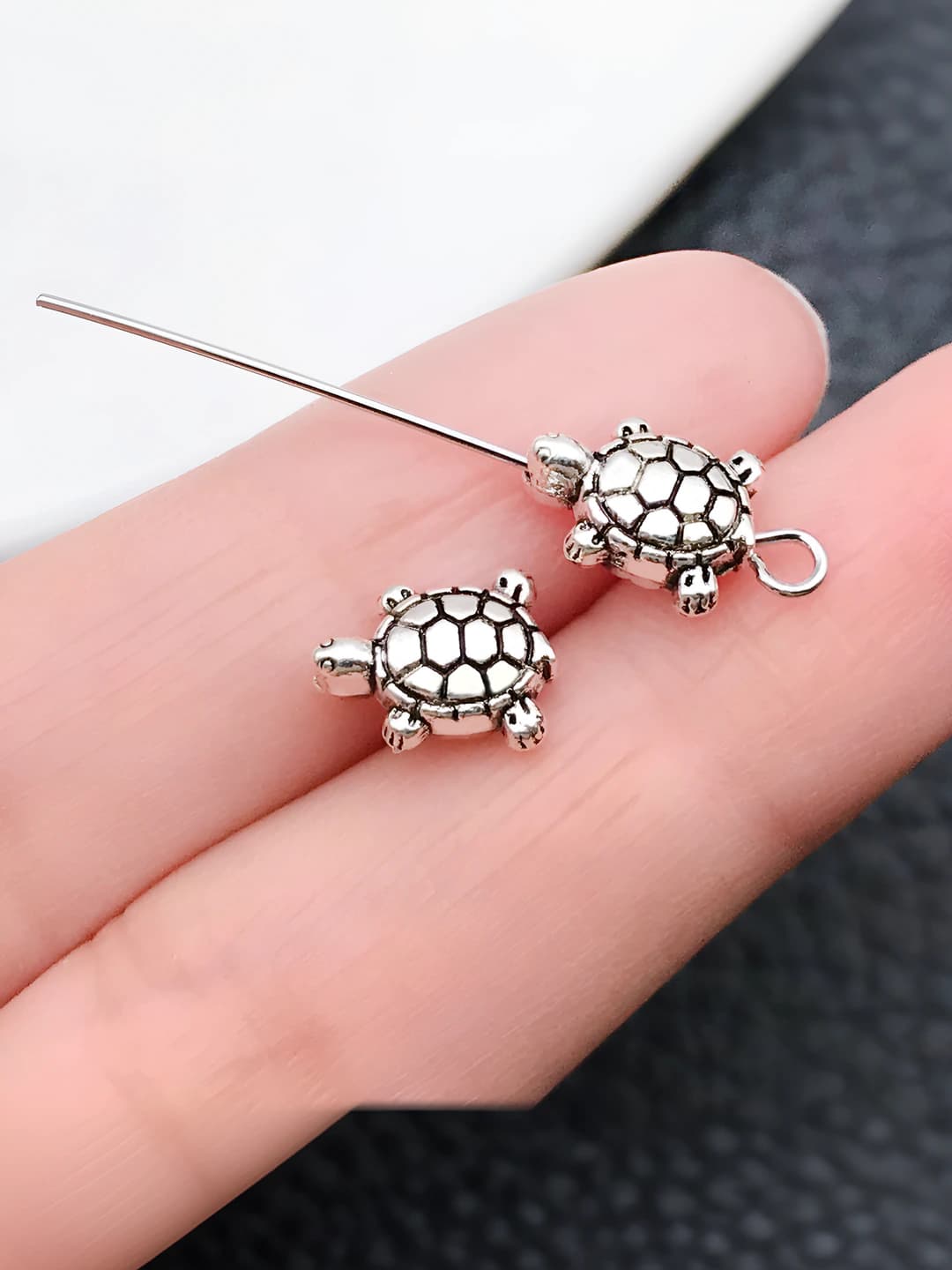 1 шт. старинное серебро морская черепаха, 5x9mm, 0.8g