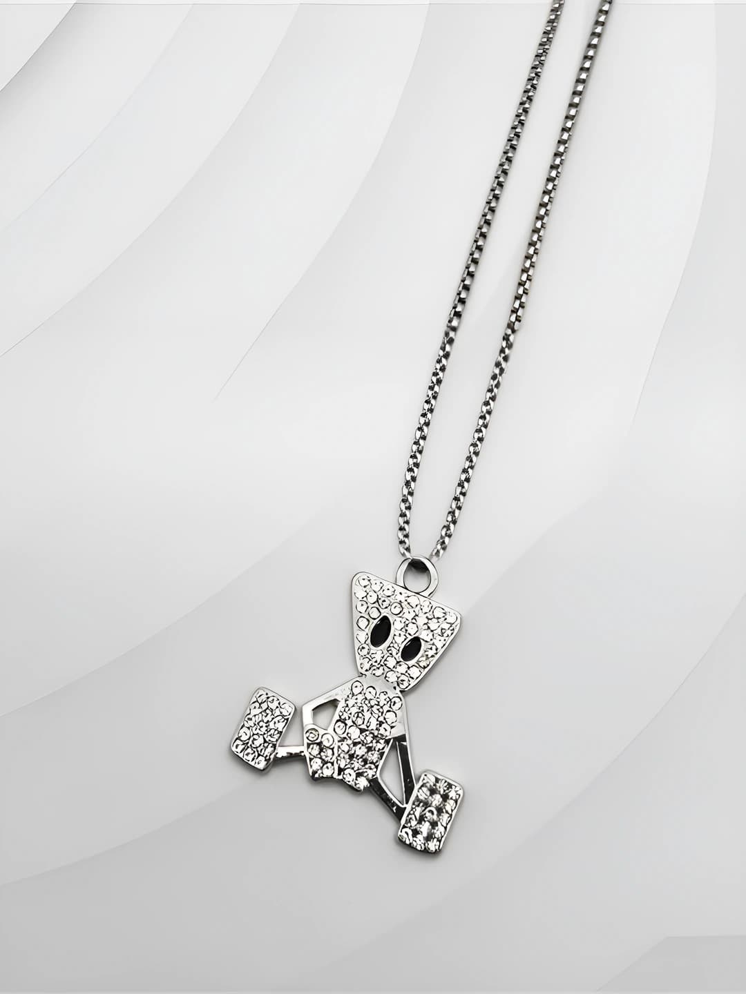 Men's and women's titanium steel chain with full diamond paper bag man pendant, hip-hop style