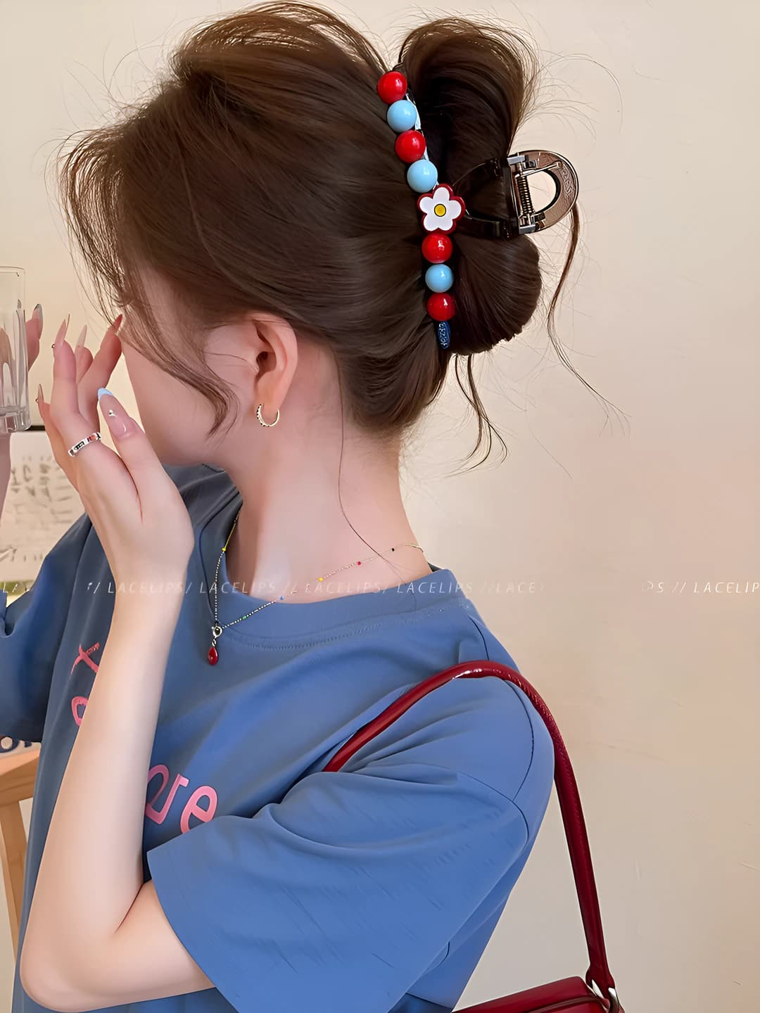 Women's spring-summer hair clips and combs: design element — flowers, style — Korean, handmade, shaped claw clips