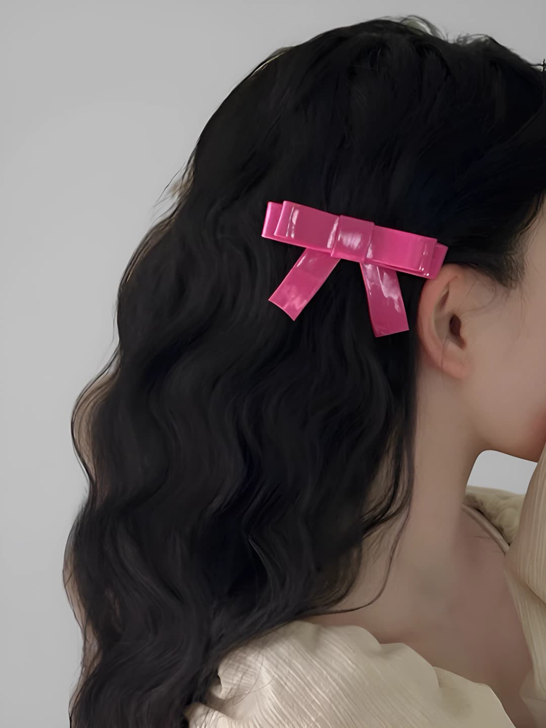 Women's hair clips and combs with colorful bows, PU leather, Korean style, macaron colors