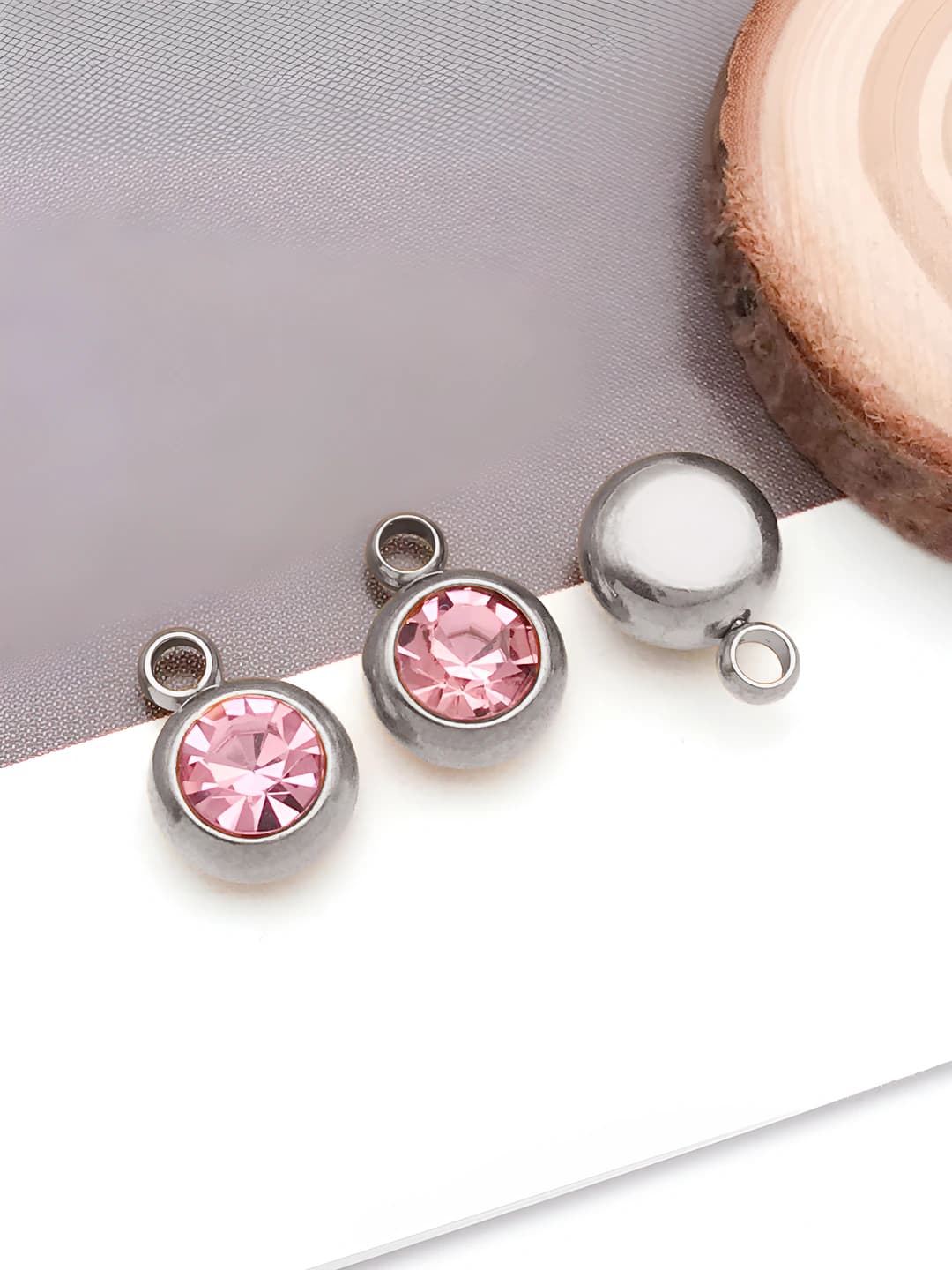 1 pc Steel 6x8.5x4mm horizontal 1.5mm Light pink 12th birthstone-0.5g-T2953