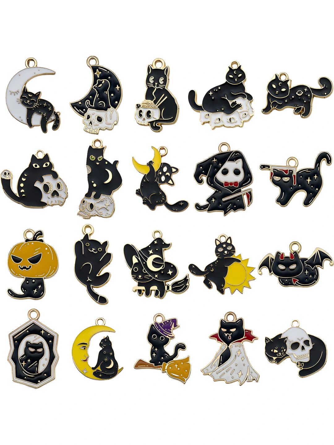 Ayollar uchun Halloween qorovul va qo'riqchi DIY sharmlar/pendantlar, zin alloy, drop oil, cartoon uslub, naqsh: Halloween qiziqarli sovg'a