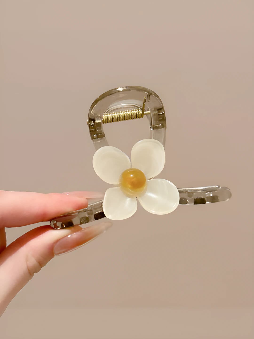 1# Бежевый четырёхлепестковый цветок зажим 8cm