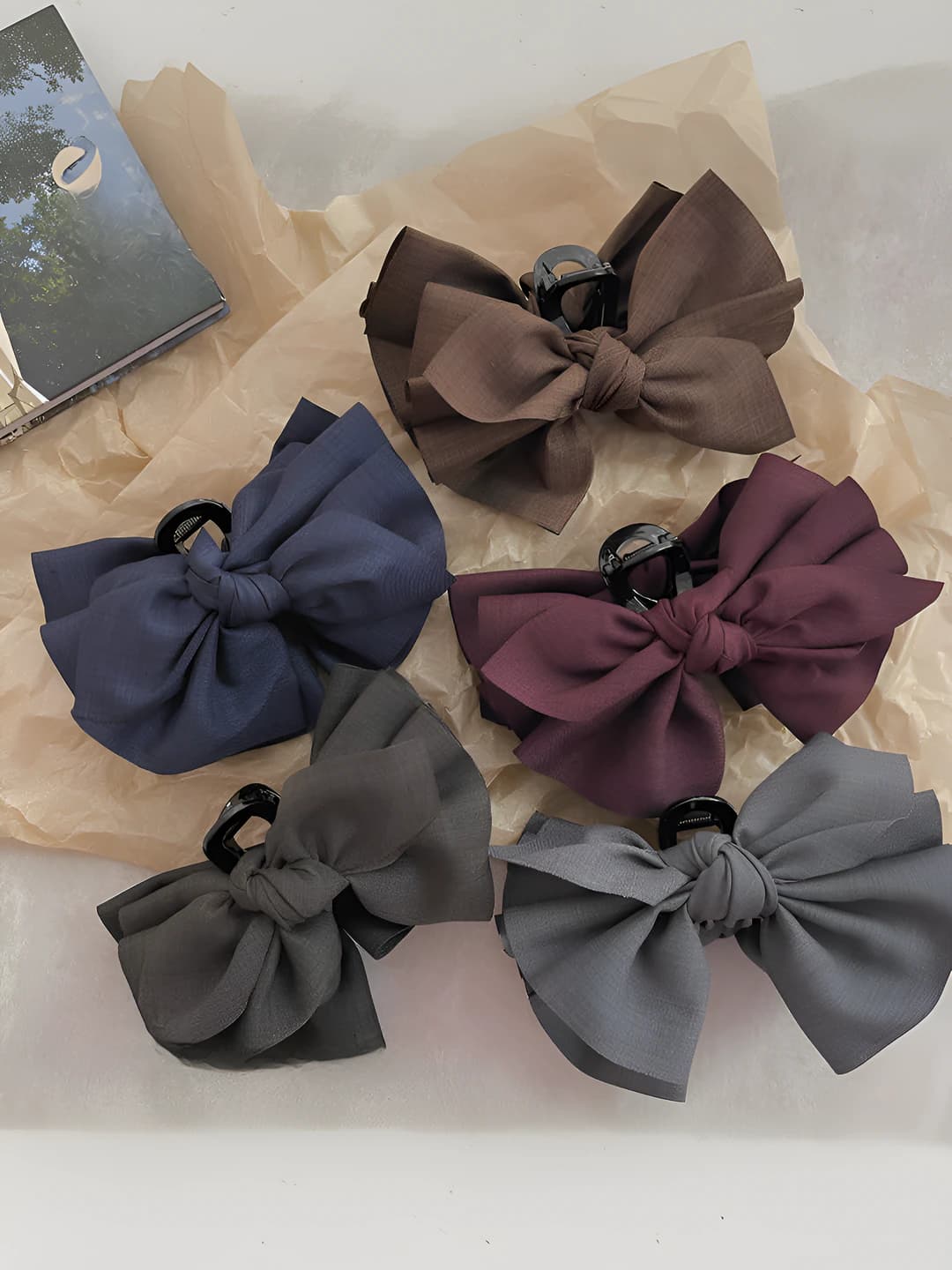 Women's fabric bow hair clips and combs, handmade, high-end style