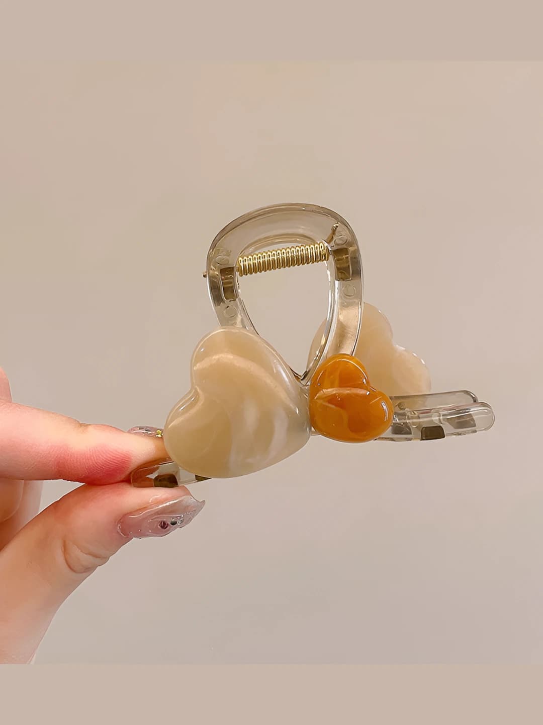 9# (Medium) Coffee clear heart clip 8cm