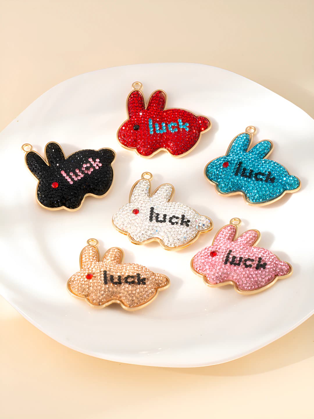 Girls' rhinestone rabbit keychain