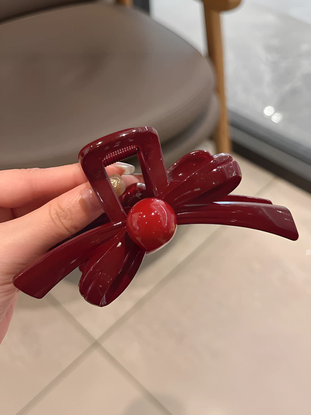 Red bow hair clip (approx. 12.5cm)