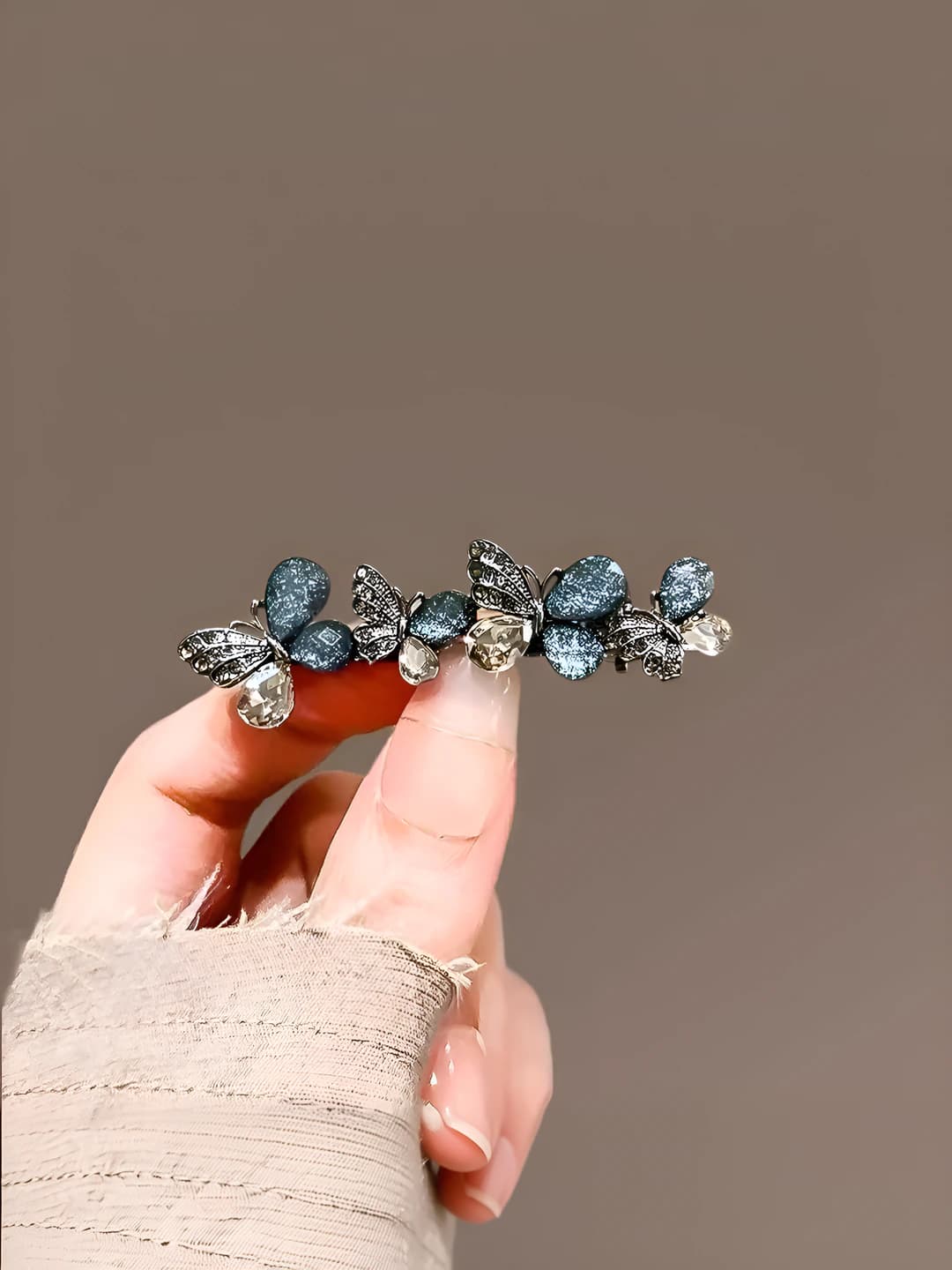 4 blue rhinestone butterflies, 1 pc