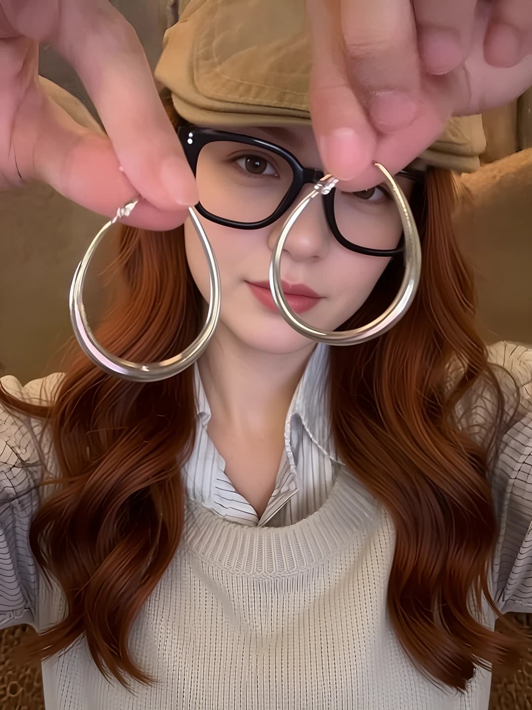 Drop silver hoop