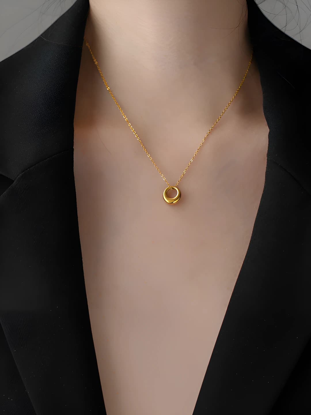 Women's small ring chain necklace, geometric shape, simple style, cold style