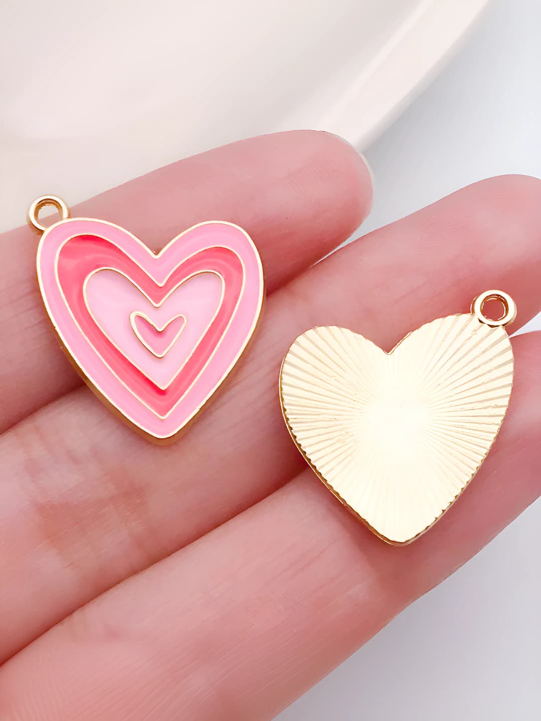 1 pc Pink multi-layer heart, 21x18mm, 1.8g
