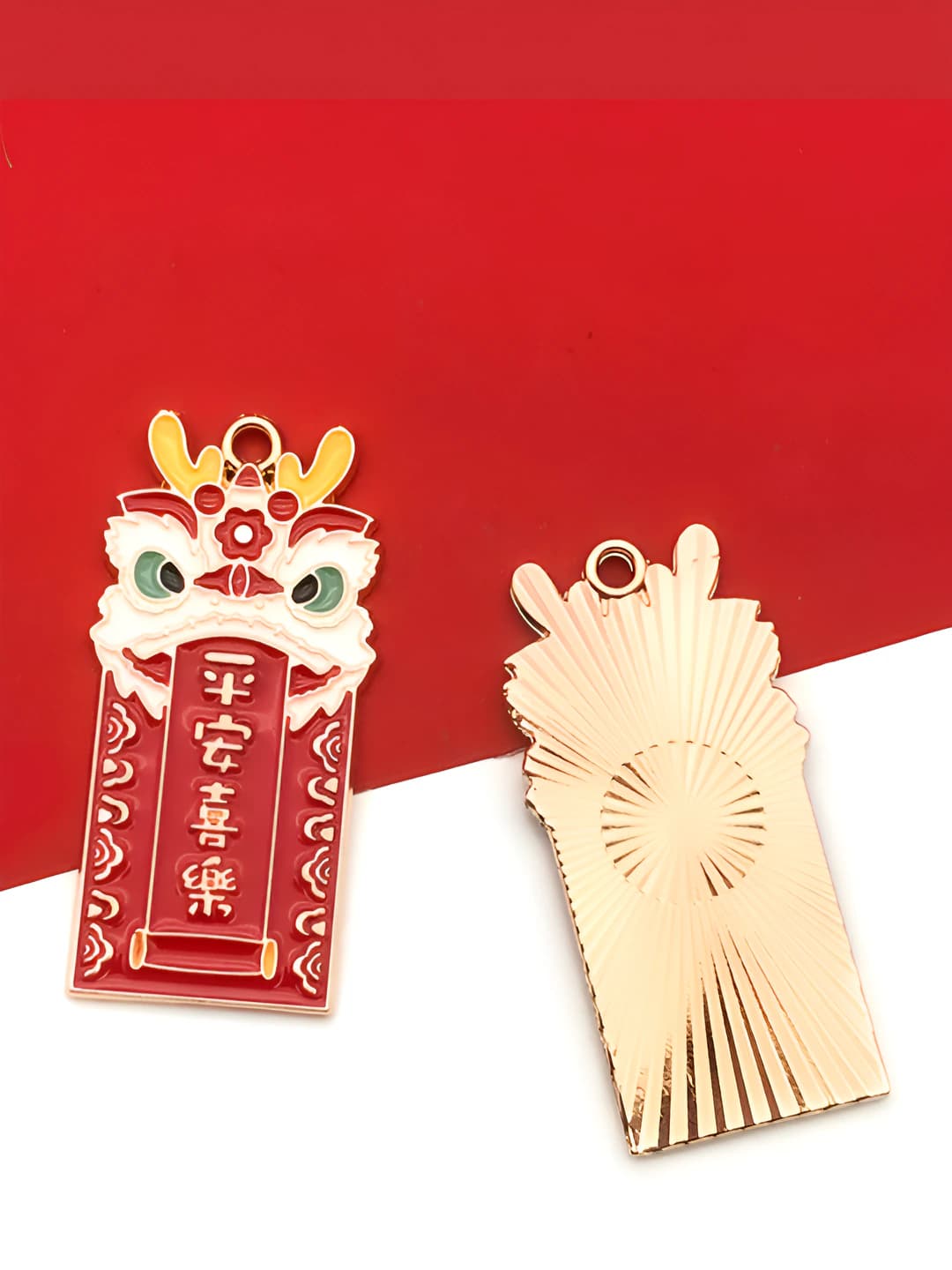 1 pc Chinese style, Year of the Dragon, Peace - 20x40mm