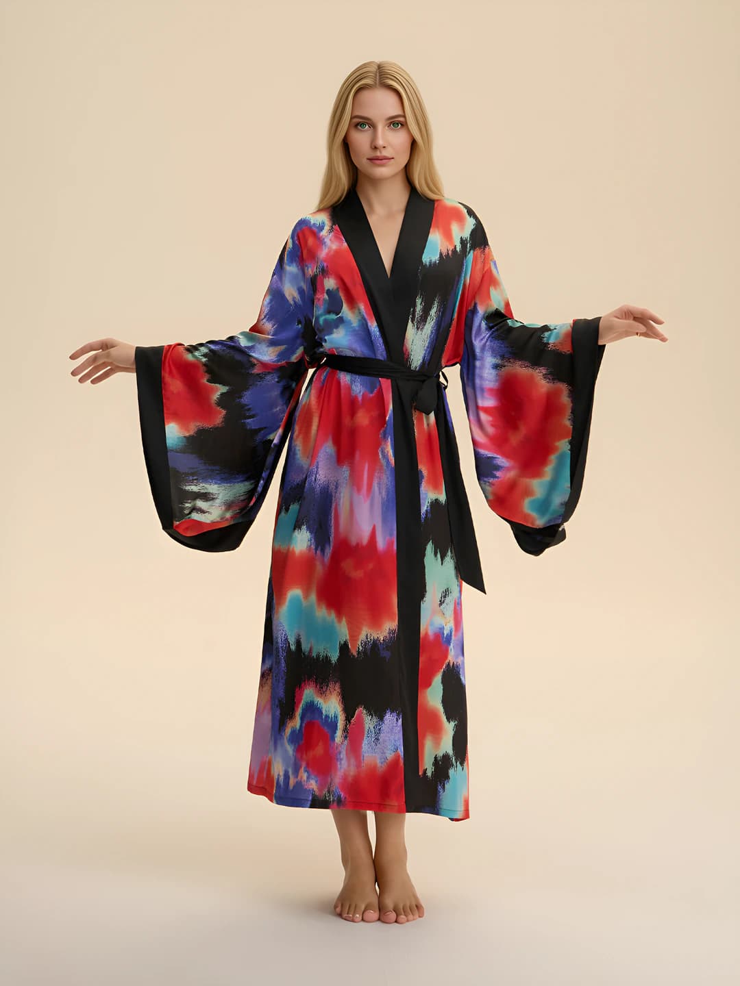 Women's house robes, V-neck, long sleeve, long, thin, spring-autumn