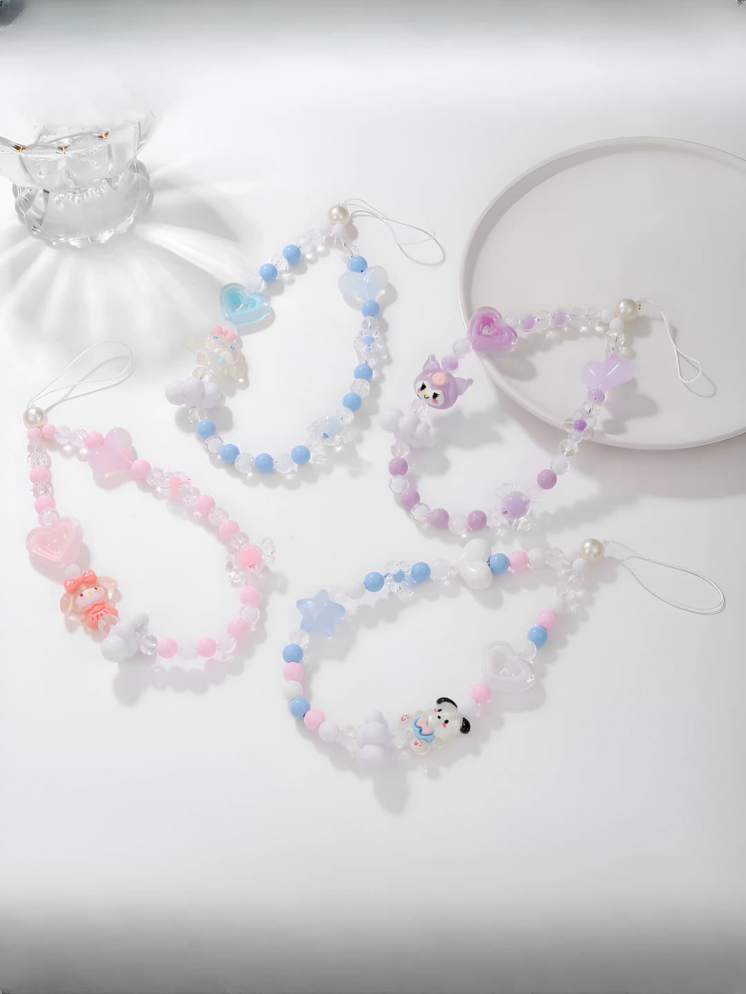 Женская мультяшная бусинчатая цепочка для телефона Sanrio с бантом и чехлом