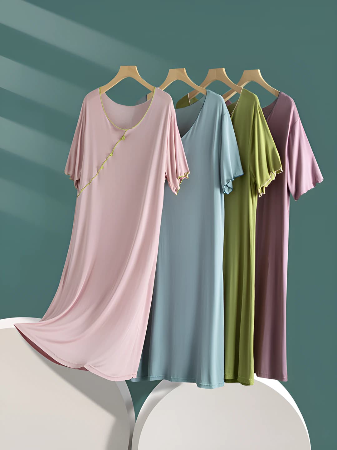 Women's summer thin short sleeve modal dress, A-line long skirt, home and outdoor nightgown