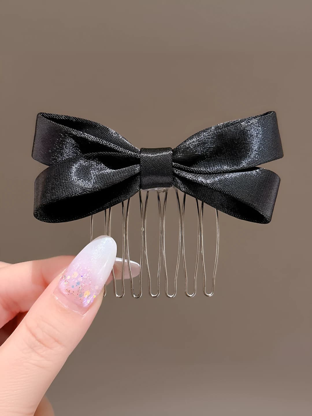 Black satin bow, 5 cm