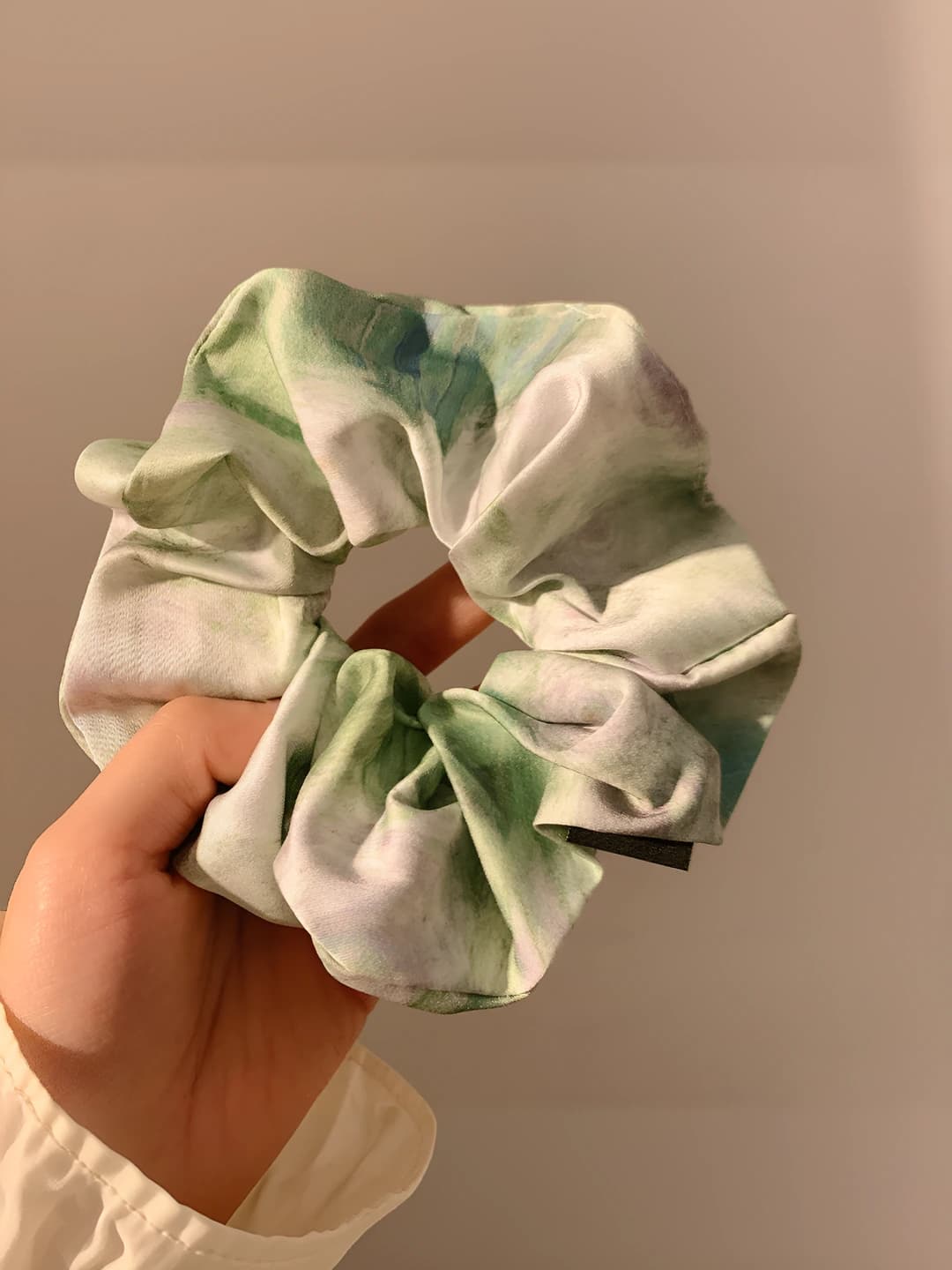 Tie-dye, satin, green, 12 cm