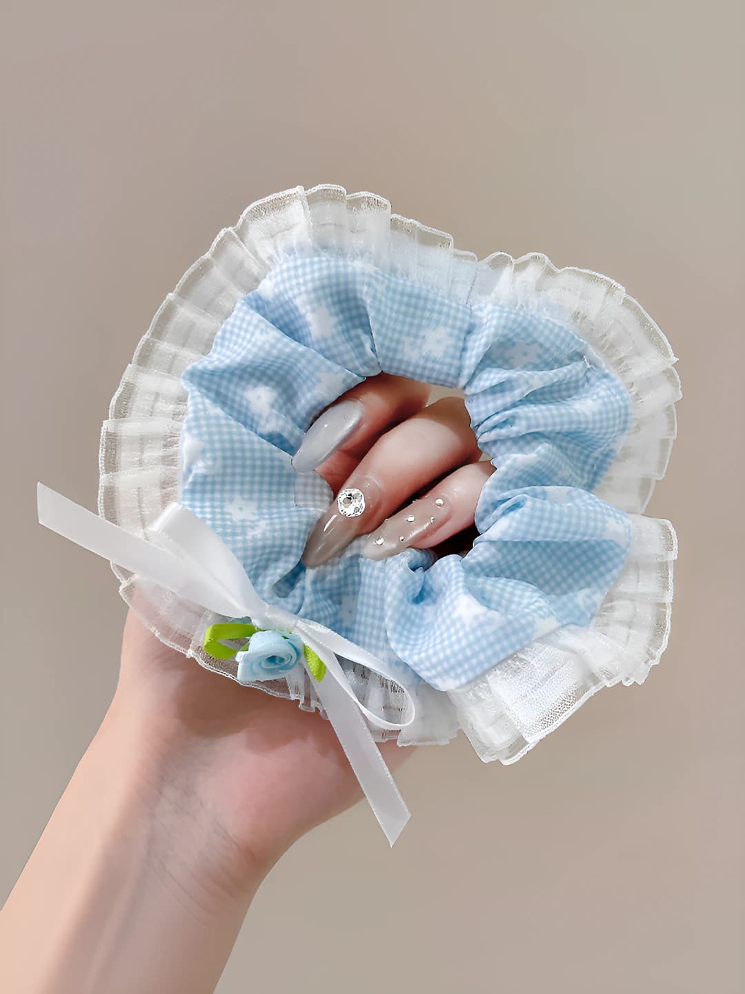 2# Moviy mayda gullar bow 12 sm