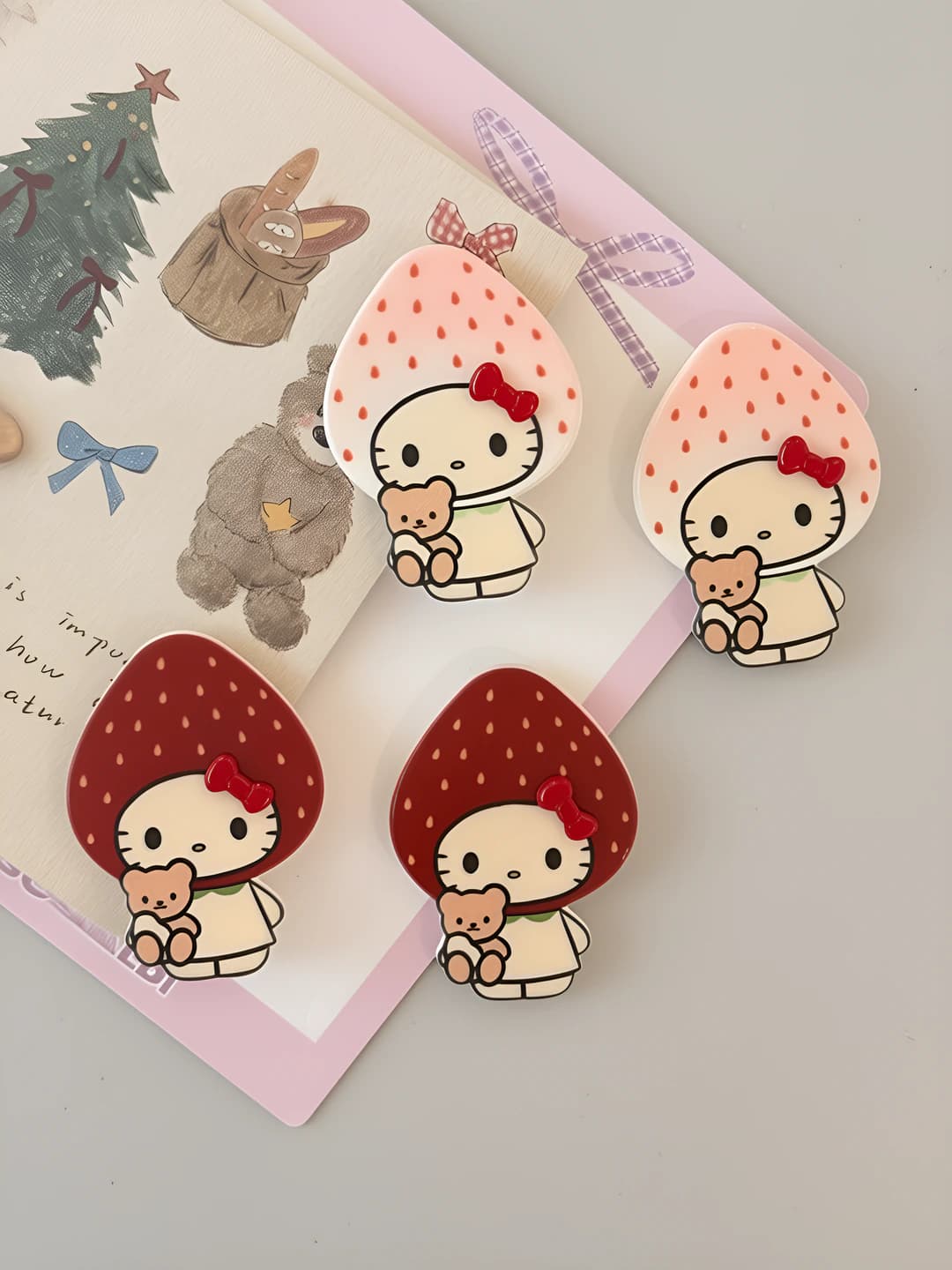 Strawberry bow [4-piece set] two of each