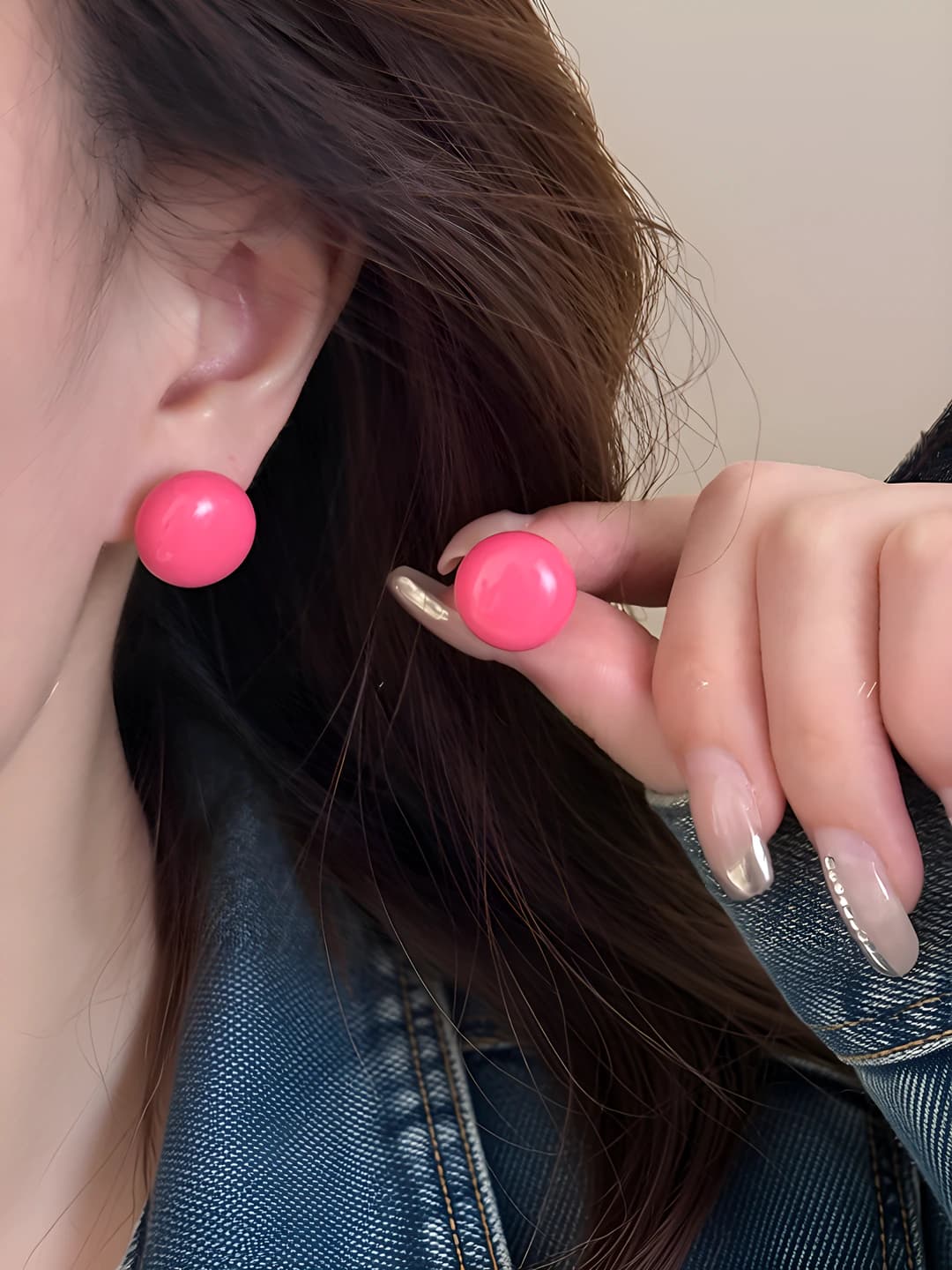 4# Rose red round stud 1.1 cm