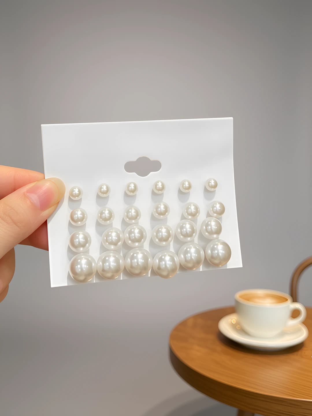 2# White faux pearl 12 pairs Alloy
