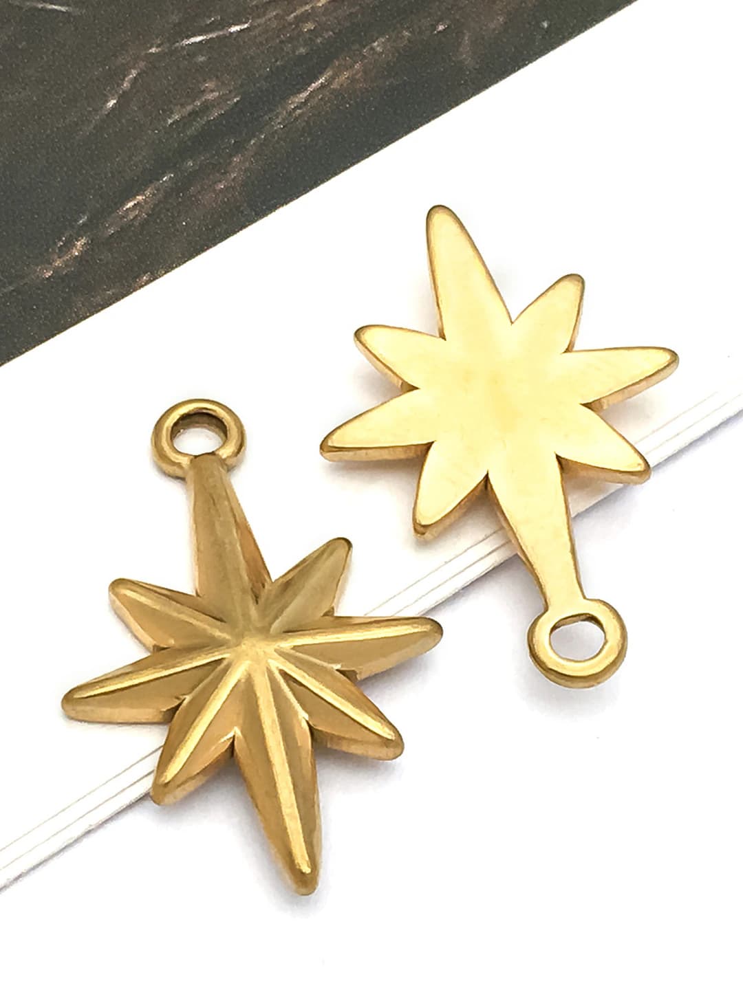 1 шт XL 14x21x3mm, 2mm золотая сталь 8-лучевая звезда