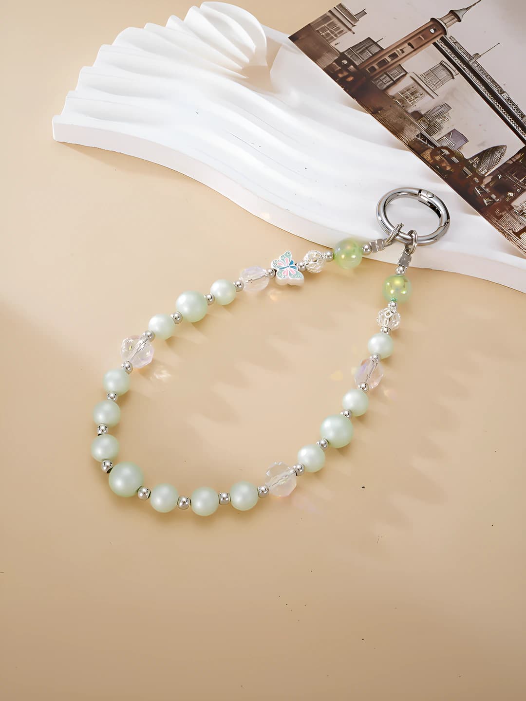 K1364 Multicolour Butterfly Charm Light Green