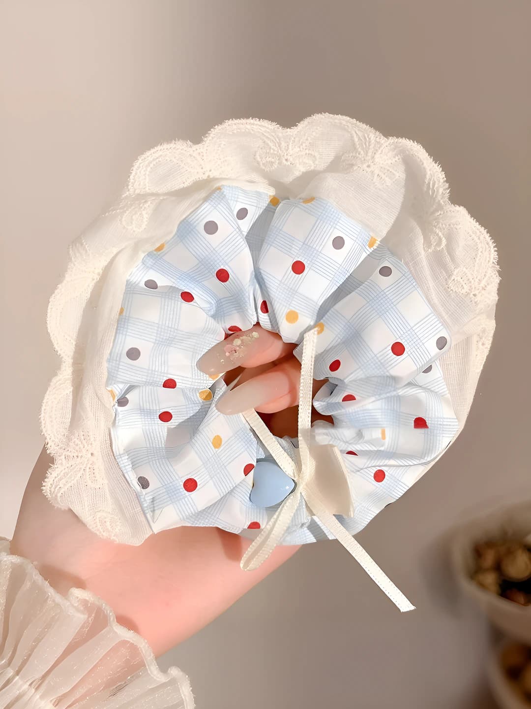 2# Blue, polka dot, 10 cm