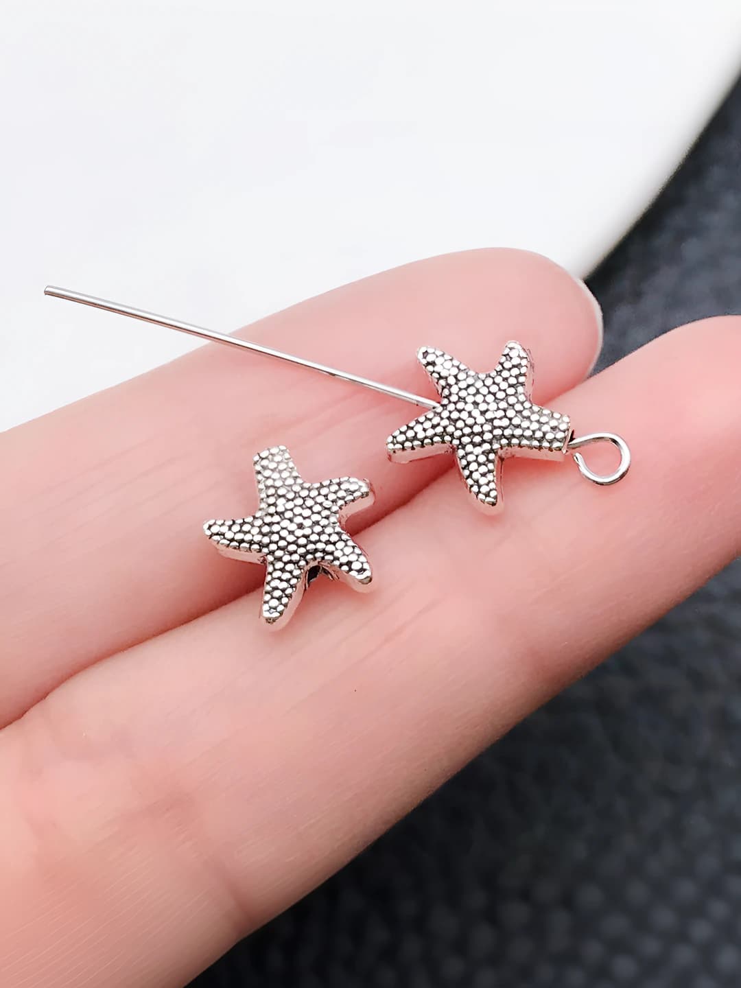 1 шт. старинное серебро морская звезда, 8x8mm, 0.8g