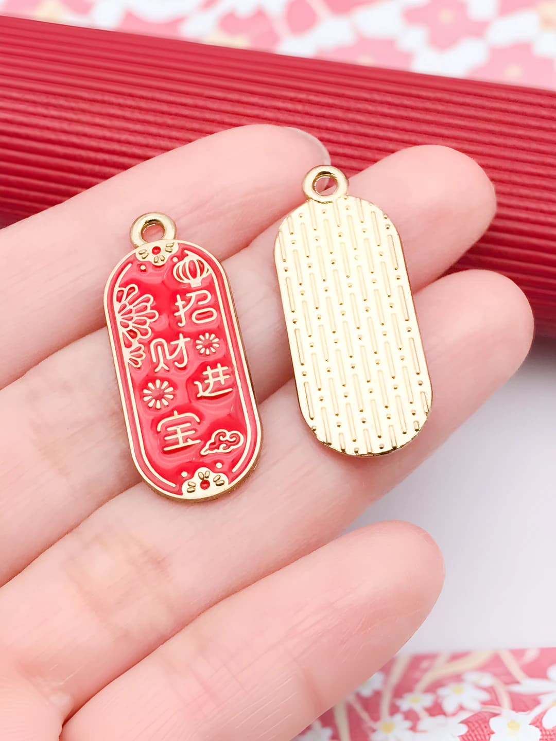 1 pc Chinese style New Year 30x12mm-1.4g