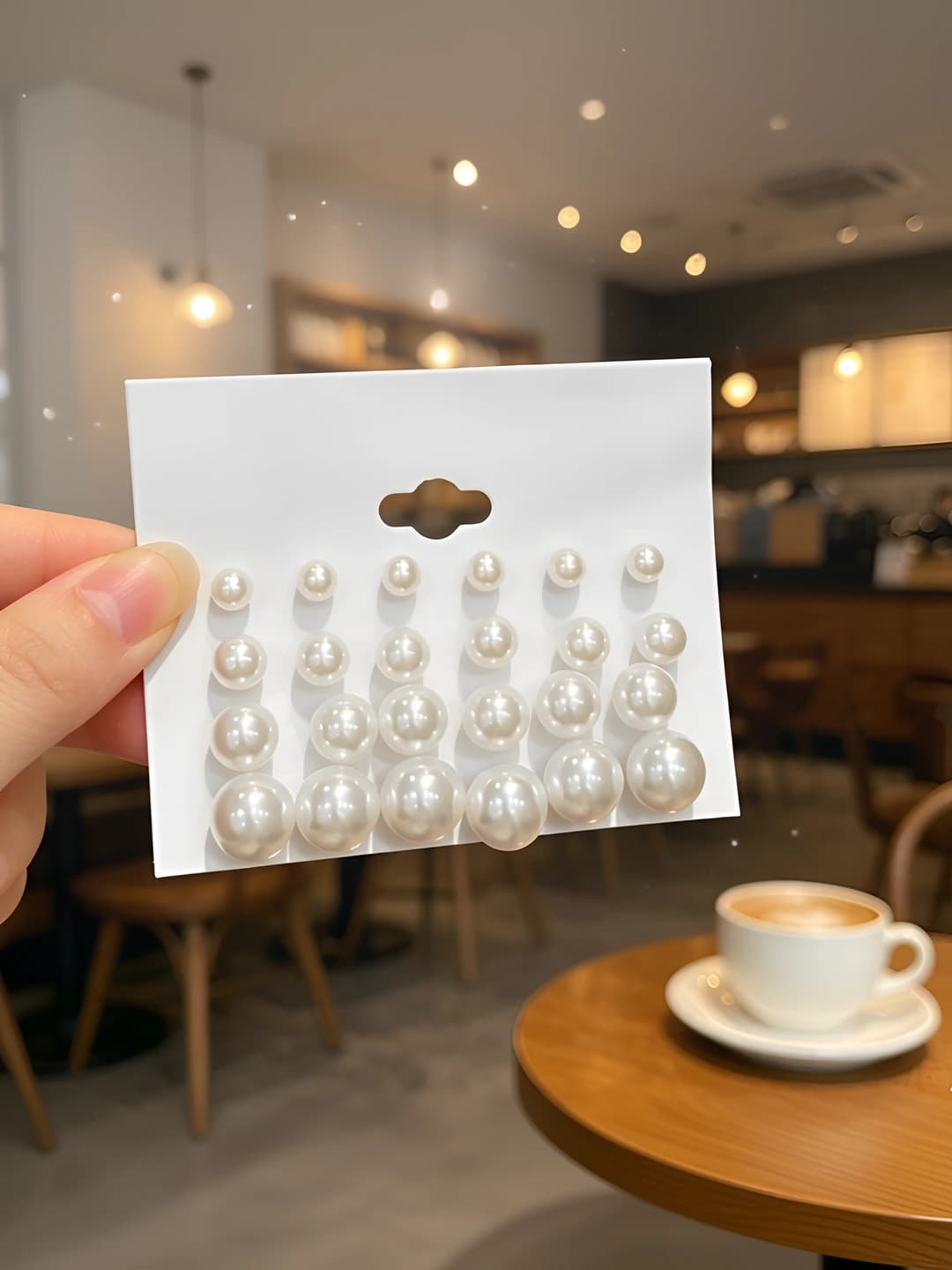 2# White faux pearl 12 pairs Alloy