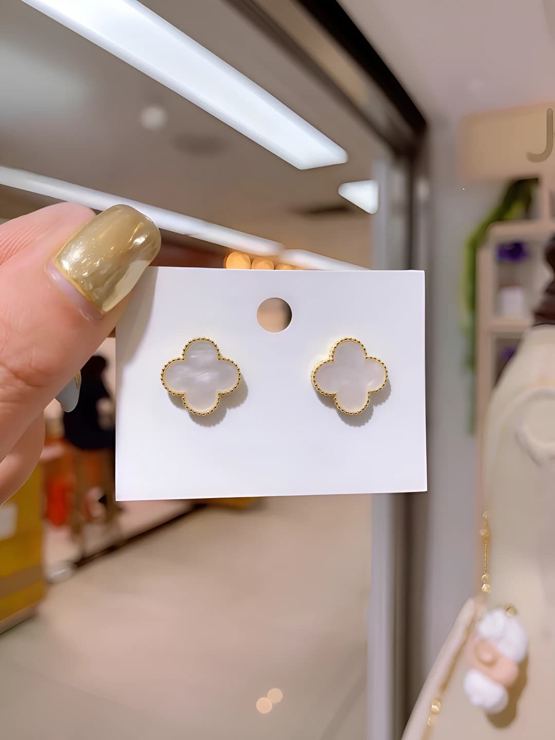 2# Four-leaf clover, white, pair