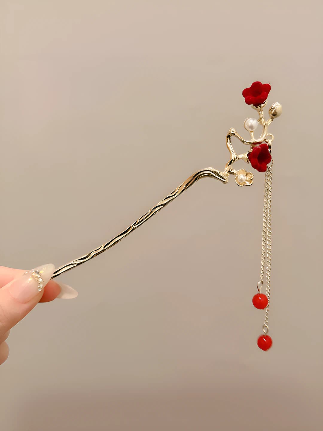 Lily of the valley bead hairpin ~17 cm