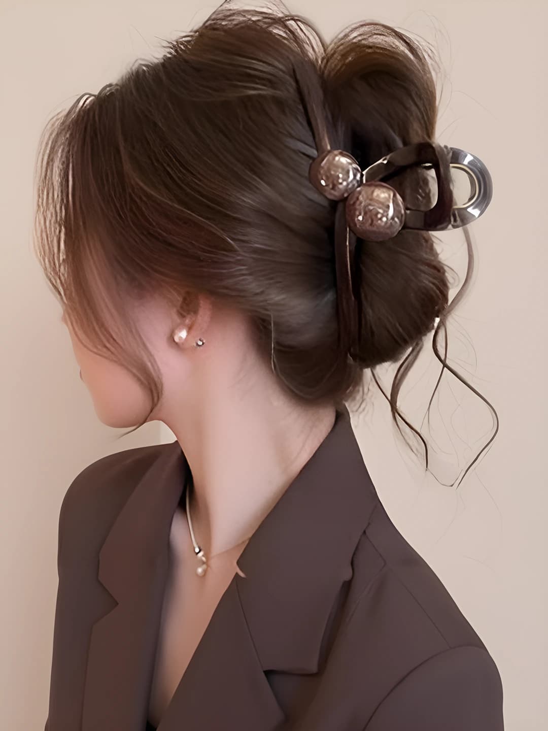 Crossed Double Beads, Coffee Brown, 13 cm
