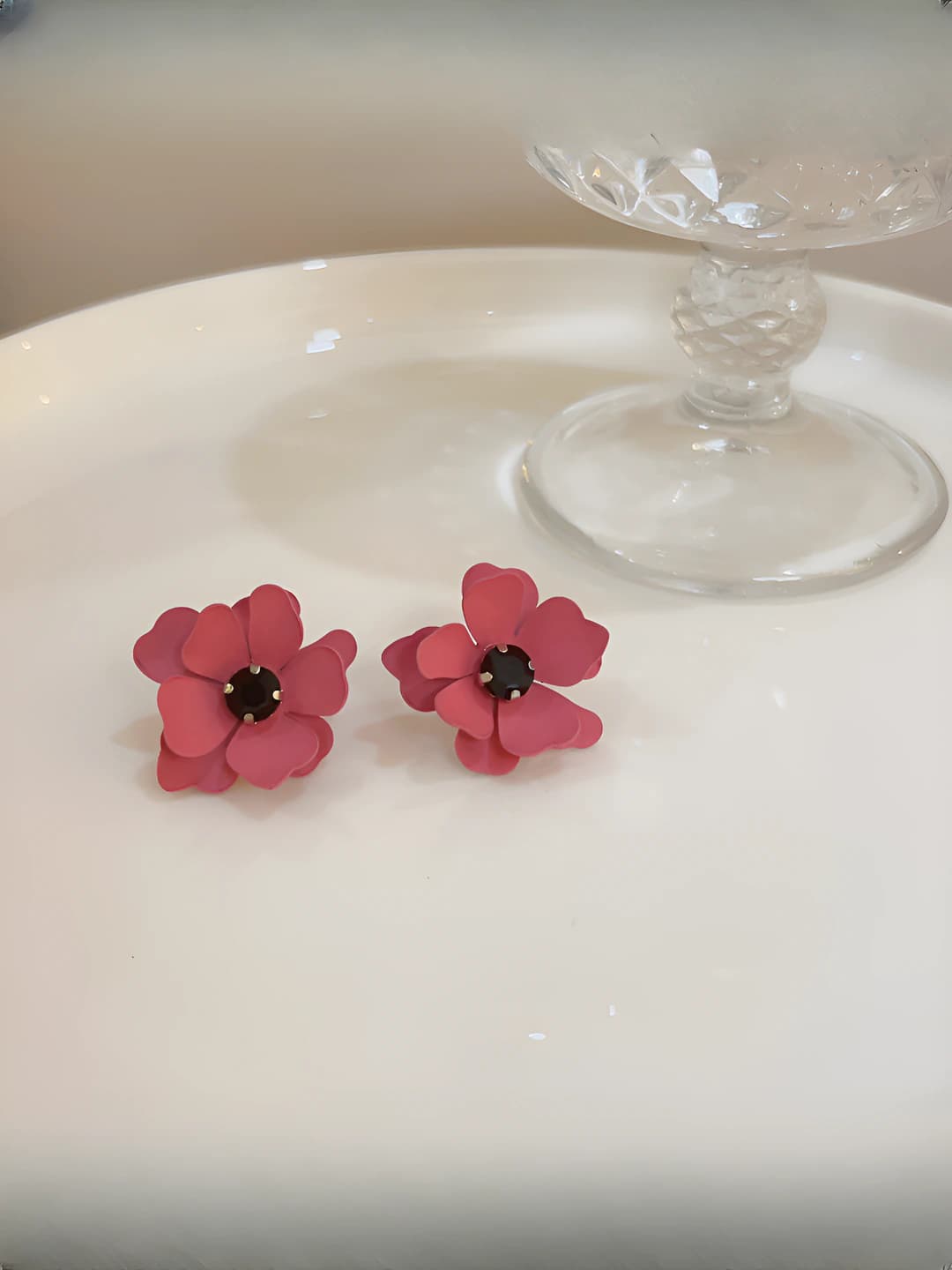 Pink flower studs