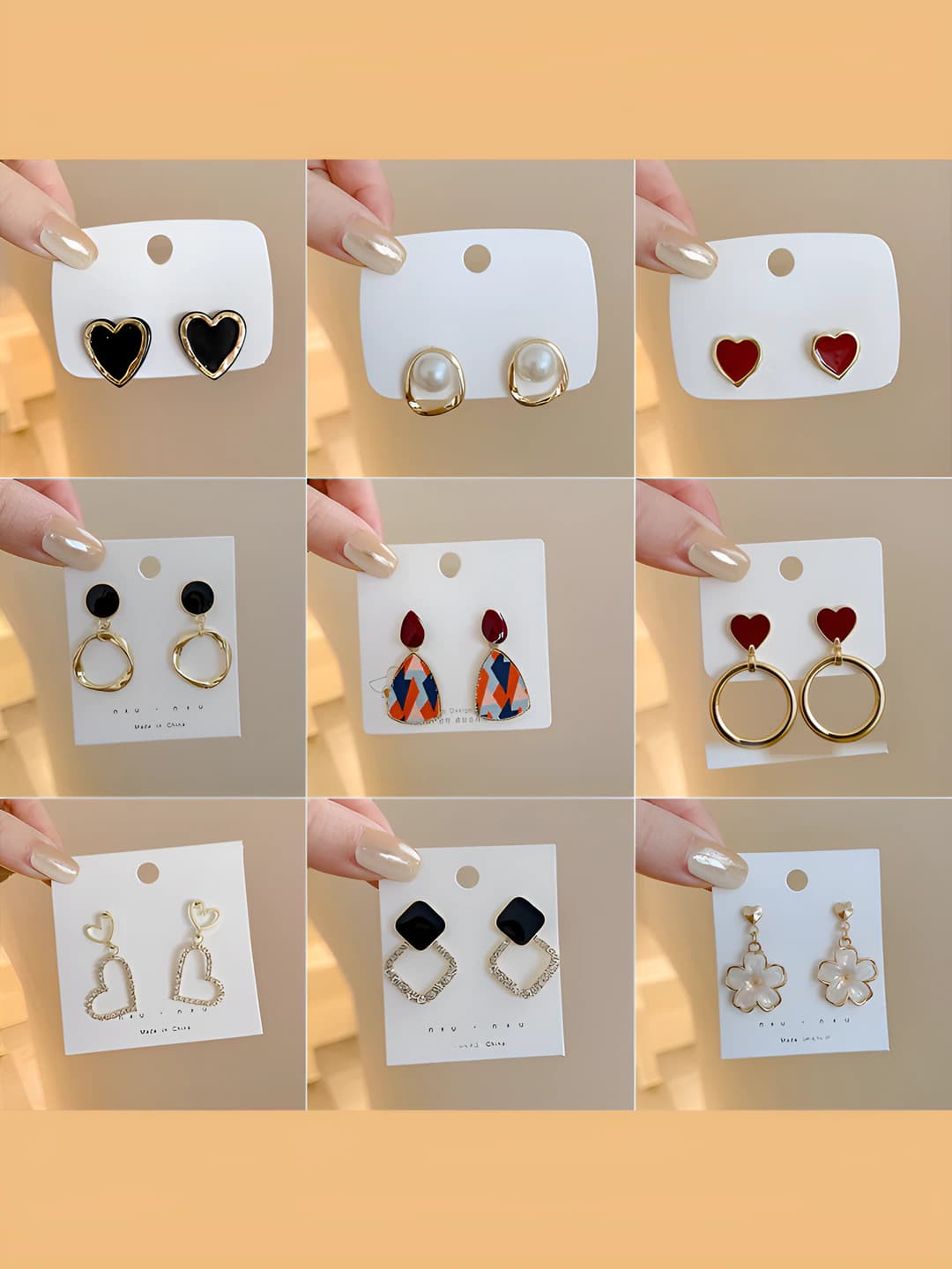 Women's autumn-winter 2026 Korean style earrings, geometric shape, with tassel, asymmetric, heart and bow design elements, light luxury