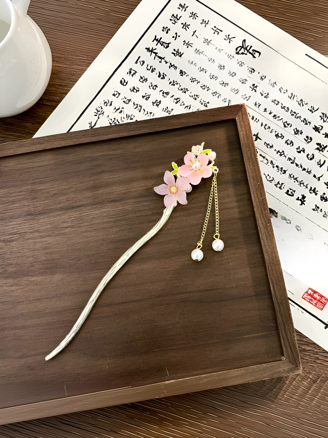 19# pink peach hairpin