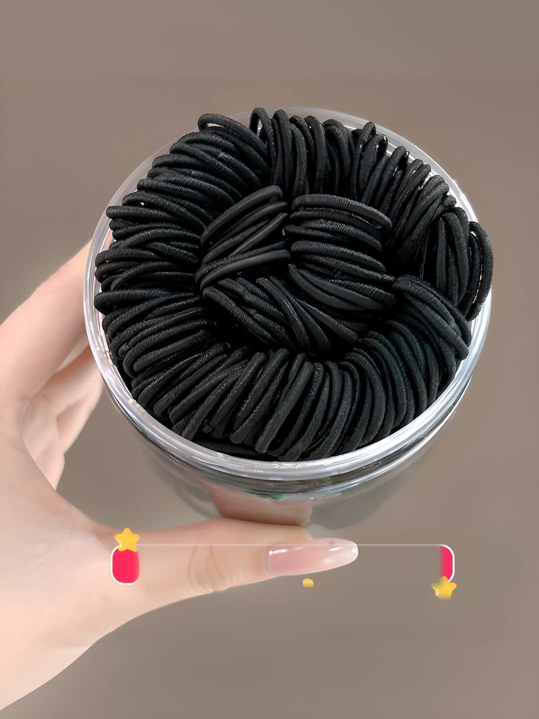 Smooth black hair ties 100 pcs ~2 cm