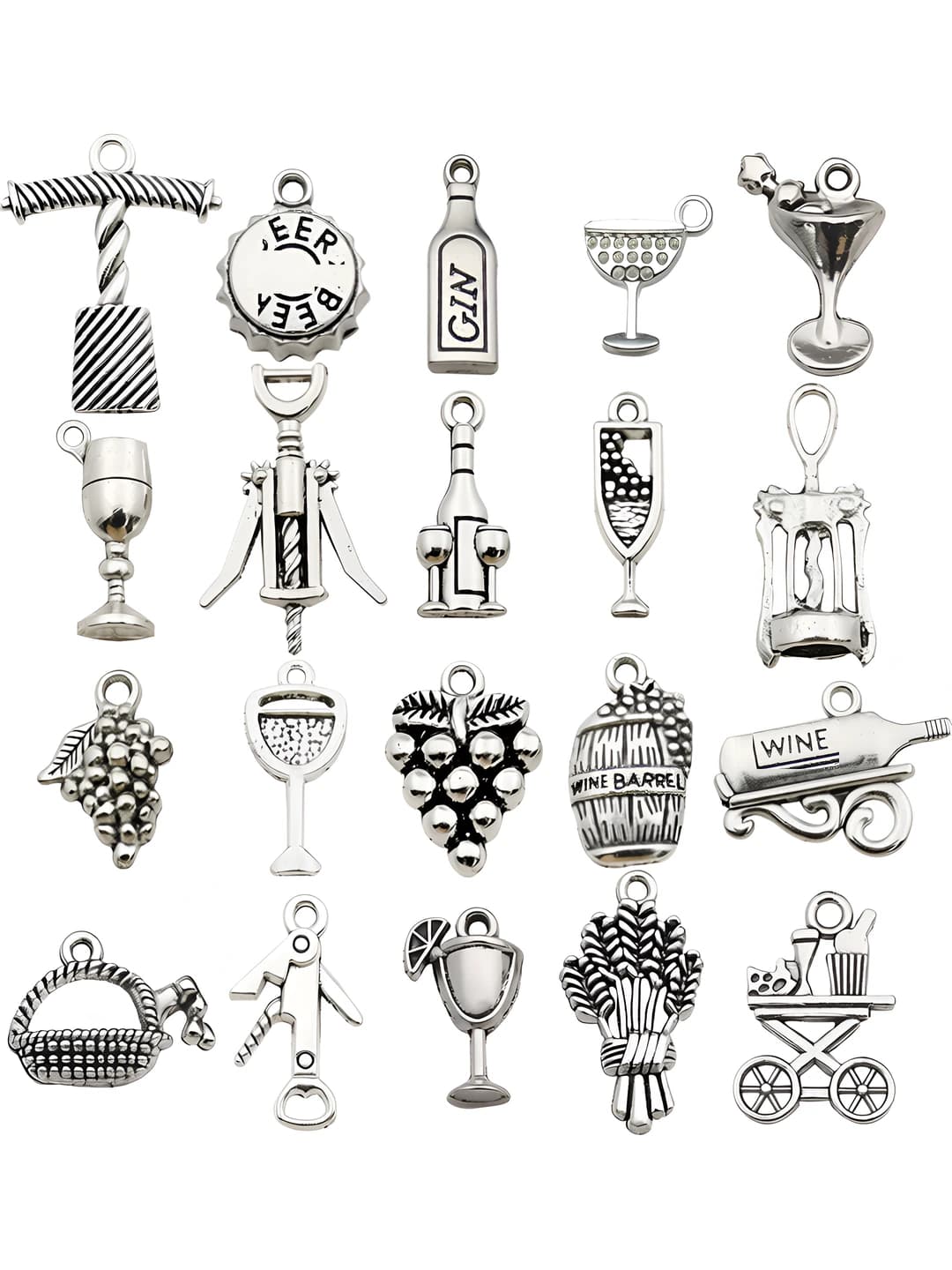 Mixed 20 pcs antique silver wine series-20 var 1 each-23.7g-sn869